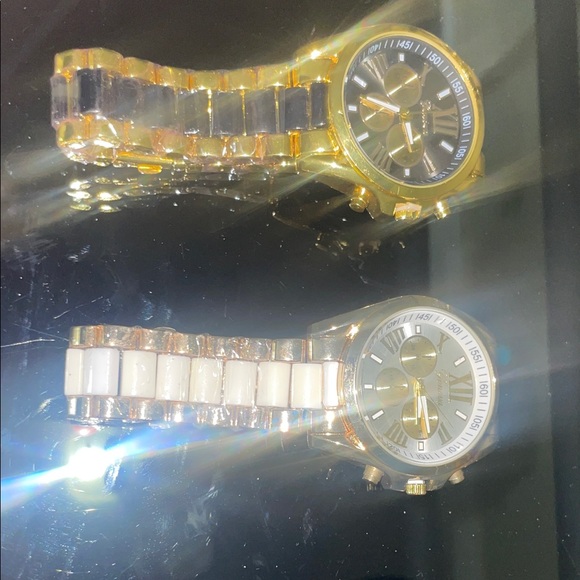 Set Geneva Men's Gold and Silver Quartz Movement Chronograph Watches - Picture 2 of 4